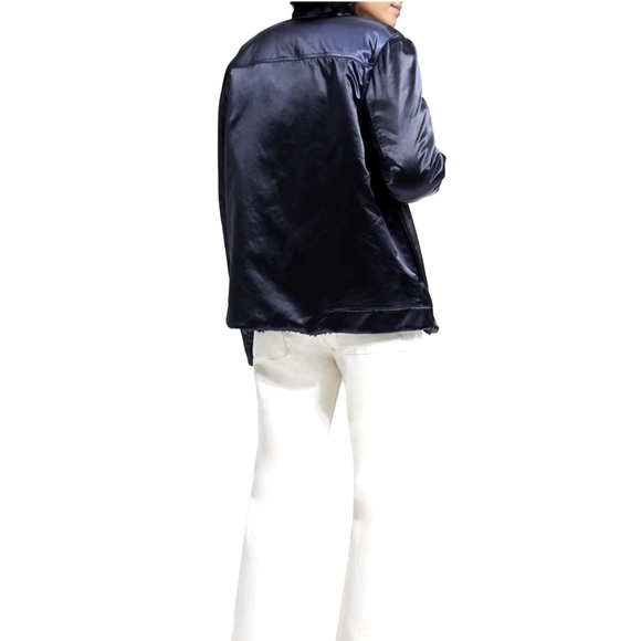 Theory Reversible Warm Jacket fuzzy/satin Blue - Picture 7 of 9